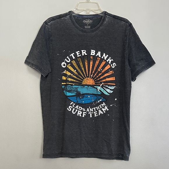 Flag & Anthem men distressed dark heather gray Outer Banks Surf Team Tshirt - Picture 1 of 10